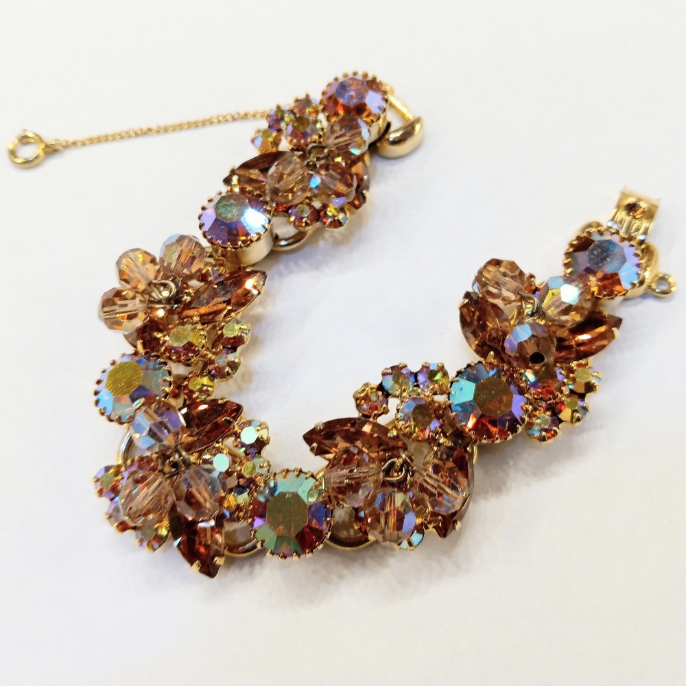 Vintage Juliana Dangling Crystals Topaz Rhinestone Bracelet